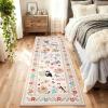 Garvee Cat Area Rug Living Room 5×7 Rugs for Kids Room, Modern Floral Animal Print Throw Rugs Washbale, Non Slip Non Shedding Farmhouse Carpet Stain Resistant Soft Mats for Bedroom, Dining Room, Black(Cat|beige)
