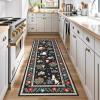Garvee Cat Area Rug Living Room 5×7 Rugs for Kids Room, Modern Floral Animal Print Throw Rugs Washbale, Non Slip Non Shedding Farmhouse Carpet Stain Resistant Soft Mats for Bedroom, Dining Room, Black(Cat|black)