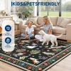 Garvee Cat Area Rug Living Room 5×7 Rugs for Kids Room, Modern Floral Animal Print Throw Rugs Washbale, Non Slip Non Shedding Farmhouse Carpet Stain Resistant Soft Mats for Bedroom, Dining Room, Black(Cat|black)