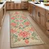 Garvee Floral 9×12 Area Rugs for Living Room Bedroom Soft Non Slip Stain Resistant Botanical Print Carpet Indoor Vintage Low Pile Large Floor Rug for Dining Room Classroom Office Apartment, Green(Brown)