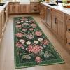 Garvee Floral 9×12 Area Rugs for Living Room Bedroom Soft Non Slip Stain Resistant Botanical Print Carpet Indoor Vintage Low Pile Large Floor Rug for Dining Room Classroom Office Apartment, Green(Green)