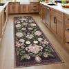 Garvee Floral 9×12 Area Rugs for Living Room Bedroom Soft Non Slip Stain Resistant Botanical Print Carpet Indoor Vintage Low Pile Large Floor Rug for Dining Room Classroom Office Apartment, Green(Purple)