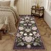 Garvee Floral 9×12 Area Rugs for Living Room Bedroom Soft Non Slip Stain Resistant Botanical Print Carpet Indoor Vintage Low Pile Large Floor Rug for Dining Room Classroom Office Apartment, Green(Purple)