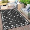 Garvee Geometric Outdoor Rug 9×12, Reversible Waterproof Plastic Straw Area Mat for Patio, RV Awning, Garden, Deck, Balcony, Camping and Beach,Black White(Black White)