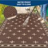 Garvee Geometric Outdoor Rug 9×12, Reversible Waterproof Plastic Straw Area Mat for Patio, RV Awning, Garden, Deck, Balcony, Camping and Beach,Black White(Brown Coffee)