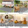 Garvee Geometric Outdoor Rug 9×12, Reversible Waterproof Plastic Straw Area Mat for Patio, RV Awning, Garden, Deck, Balcony, Camping and Beach,Black White(Grey)