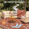 Garvee Geometric Outdoor Rug 9×12, Reversible Waterproof Plastic Straw Area Mat for Patio, RV Awning, Garden, Deck, Balcony, Camping and Beach,Black White(Terracotta Orange)
