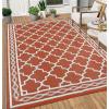 Garvee Large Outdoor Rugs 9×18 Waterproof Reversible Outdoor Plastic Straw Rugs, Easy Cleaning Patio Camping Carpet, All-Weather Outside Rugs for RV Patio Porch Deck Balcony (Brick red/White)