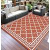 Garvee Large Outdoor Rugs 9×18 Waterproof Reversible Outdoor Plastic Straw Rugs, Easy Cleaning Patio Camping Carpet, All-Weather Outside Rugs for RV Patio Porch Deck Balcony (Brick red/White)