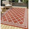 Garvee Large Outdoor Rugs 9×18 Waterproof Reversible Outdoor Plastic Straw Rugs, Easy Cleaning Patio Camping Carpet, All-Weather Outside Rugs for RV Patio Porch Deck Balcony (Brick red/White)