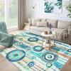 Garvee Large Washable Living Room Rugs 10×13 Modern Abstract Accent Carpet with Non-Slip Backing, Contemporary Low Pile Area Rugs, Stain-Resistant Geometric Indoor Mat for Bedroom, Blue Green(Blue Green)