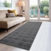 Garvee Modern Living Room Rug 8×10 Large Washable Checkered Print Accent Carpet with Non-Slip Backing, Soft Low Pile Area Rug, Solid Contemporary Floor Cover for Dining Room, Black(Black)