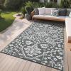 Garvee Outdoor Rug 8×10 ft Waterproof for Patios Clearance, Reversible Plastic Straw Camping Rug Carpet, Large Area Rugs Mats for RV, Picnic, Backyard, Deck, Balcony, Porch, Beach (Grey/White)