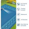 Garvee Outdoor Rug 9×12 Waterproof Reversible Patio Rug Modern Geometric Outdoor Carpet, Fade-Proof & Weather Resistant Minimalist RV Picnic Camping Mat for Garden Backyard Balcony,Gray & Black(Green/Blue)