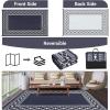 Garvee Outdoor Rug 9×12 Waterproof Reversible Patio Rug Modern Geometric Outdoor Carpet, Fade-Proof & Weather Resistant Minimalist RV Picnic Camping Mat for Garden Backyard Balcony,Gray & Black(Black/Blue)