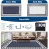 Garvee Outdoor Rug 9×12 Waterproof Reversible Patio Rug Modern Geometric Outdoor Carpet, Fade-Proof & Weather Resistant Minimalist RV Picnic Camping Mat for Garden Backyard Balcony,Gray & Black(Navy & White)