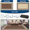 Garvee Outdoor Rug 9×12 Waterproof Reversible Patio Rug Modern Geometric Outdoor Carpet, Fade-Proof & Weather Resistant Minimalist RV Picnic Camping Mat for Garden Backyard Balcony,Gray & Black(Brown & Beige)