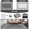 Garvee Outdoor Rug 9×12 Waterproof Reversible Patio Rug Modern Geometric Outdoor Carpet, Fade-Proof & Weather Resistant Minimalist RV Picnic Camping Mat for Garden Backyard Balcony,Gray & Black(White/Grey)