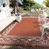 Garvee Outdoor Rug 9×12 Waterproof Reversible Patio Rug Modern Geometric Outdoor Carpet, Fade-Proof & Weather Resistant Minimalist RV Picnic Camping Mat for Garden Backyard Balcony,Gray & Black(Terracotta/White)