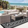 Garvee Outdoor Rug 9×12 Waterproof for Patio Clearance, Large Plastic Straw Mat for Camping, Porch, RV, Reversible Rugs for Deck Entryance Picnic Balcony Beach (Black/White)