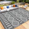Garvee Outdoor Rug, Outdoor Plastic Straw Rug, Outdoor Rugs 9×12 for Patios Clearance Waterproof Patio Rug, Camping Rugs for Outside Rv, Grey Recyclable Woven Rugs for Yard, Deck,Orange/Pink/Green(Grey)