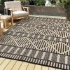 Garvee Outdoor Rug, Outdoor Plastic Straw Rug, Outdoor Rugs 9×12 for Patios Clearance Waterproof Patio Rug, Camping Rugs for Outside Rv, Grey Recyclable Woven Rugs for Yard, Deck,Orange/Pink/Green(Black Coffee)