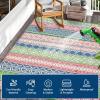 Garvee Outdoor Rug, Outdoor Plastic Straw Rug, Outdoor Rugs 9×12 for Patios Clearance Waterproof Patio Rug, Camping Rugs for Outside Rv, Grey Recyclable Woven Rugs for Yard, Deck,Orange/Pink/Green(Red/Green/Blue)