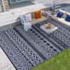 Garvee Outdoor Rug, Outdoor Plastic Straw Rug, Outdoor Rugs 9×12 for Patios Clearance Waterproof Patio Rug, Camping Rugs for Outside Rv, Grey Recyclable Woven Rugs for Yard, Deck,Orange/Pink/Green(Dark Blue & White)