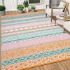 Garvee Outdoor Rug, Outdoor Plastic Straw Rug, Outdoor Rugs 9×12 for Patios Clearance Waterproof Patio Rug, Camping Rugs for Outside Rv, Grey Recyclable Woven Rugs for Yard, Deck,Orange/Pink/Green(Orange/Pink/Green)