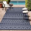 Garvee Outdoor Rug, Outdoor Plastic Straw Rug, Outdoor Rugs 9×12 for Patios Clearance Waterproof Patio Rug, Camping Rugs for Outside Rv, Grey Recyclable Woven Rugs for Yard, Deck, Dark Blue + White