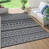 Garvee Outdoor Rug, Outdoor Plastic Straw Rug, Outdoor Rugs 9×12 for Patios Clearance Waterproof Patio Rug, Camping Rugs for Outside Rv, Grey Recyclable Woven Rugs for Yard, Deck,Orange/Pink/Green(Black & White)
