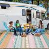 Garvee Outdoor Rug, Outdoor Plastic Straw Rug, Outdoor Rugs 9×12 for Patios Clearance Waterproof Patio Rug, Camping Rugs for Outside Rv, Grey Recyclable Woven Rugs for Yard, Deck,Orange/Pink/Green(Orange/Pink/Green)