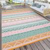 Garvee Outdoor Rug, Outdoor Plastic Straw Rug, Outdoor Rugs 9×12 for Patios Clearance Waterproof Patio Rug, Camping Rugs for Outside Rv, Grey Recyclable Woven Rugs for Yard, Deck,Orange/Pink/Green(Orange/Pink/Green)