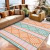 Garvee Outdoor Rug, Outdoor Plastic Straw Rug, Outdoor Rugs 9×12 for Patios Clearance Waterproof Patio Rug, Camping Rugs for Outside Rv, Grey Recyclable Woven Rugs for Yard, Deck,Orange/Pink/Green(Orange/Green/Pink/White)