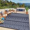 Garvee Outdoor Rug, Outdoor Plastic Straw Rug, Outdoor Rugs 9×12 for Patios Clearance Waterproof Patio Rug, Camping Rugs for Outside Rv, Grey Recyclable Woven Rugs for Yard, Deck,Orange/Pink/Green(Dark Blue & White)