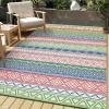 Garvee Outdoor Rug, Outdoor Plastic Straw Rug, Outdoor Rugs 9×12 for Patios Clearance Waterproof Patio Rug, Camping Rugs for Outside Rv, Grey Recyclable Woven Rugs for Yard, Deck,Orange/Pink/Green(Red/Green/Blue)