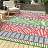 Garvee Outdoor Rug, Outdoor Plastic Straw Rug, Outdoor Rugs 9×12 for Patios Clearance Waterproof Patio Rug, Camping Rugs for Outside Rv, Grey Recyclable Woven Rugs for Yard, Deck,Orange/Pink/Green(Green/Blue/Rose Red/Beige)