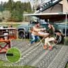 Garvee Outdoor Rug, Outdoor Plastic Straw Rug, Outdoor Rugs 9×12 for Patios Clearance Waterproof Patio Rug, Camping Rugs for Outside Rv, Grey Recyclable Woven Rugs for Yard, Deck,Orange/Pink/Green(Black + Coffee)
