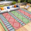 Garvee Outdoor Rug, Outdoor Plastic Straw Rug, Outdoor Rugs 9×12 for Patios Clearance Waterproof Patio Rug, Camping Rugs for Outside Rv, Grey Recyclable Woven Rugs for Yard, Deck,Orange/Pink/Green(Green/Blue/Rose Red/Beige)