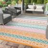 Garvee Outdoor Rug, Outdoor Plastic Straw Rug, Outdoor Rugs 9×12 for Patios Clearance Waterproof Patio Rug, Camping Rugs for Outside Rv, Grey Recyclable Woven Rugs for Yard, Deck,Orange/Pink/Green(Orange/Pink/Green)