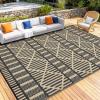 Garvee Outdoor Rug, Outdoor Plastic Straw Rug, Outdoor Rugs 9×12 for Patios Clearance Waterproof Patio Rug, Camping Rugs for Outside Rv, Grey Recyclable Woven Rugs for Yard, Deck,Orange/Pink/Green(Black Coffee)