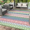 Garvee Outdoor Rug, Outdoor Plastic Straw Rug, Outdoor Rugs 9×12 for Patios Clearance Waterproof Patio Rug, Camping Rugs for Outside Rv, Grey Recyclable Woven Rugs for Yard, Deck,Orange/Pink/Green(Red/Green/Blue)