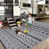Garvee Outdoor Rug, Outdoor Plastic Straw Rug, Outdoor Rugs 9×12 for Patios Clearance Waterproof Patio Rug, Camping Rugs for Outside Rv, Grey Recyclable Woven Rugs for Yard, Deck,Orange/Pink/Green(Gray + White)