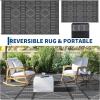 Garvee Outdoor Rug, Outdoor Plastic Straw Rug, Outdoor Rugs 9×12 for Patios Clearance Waterproof Patio Rug, Camping Rugs for Outside Rv, Grey Recyclable Woven Rugs for Yard, Deck,Orange/Pink/Green(Black Grey)