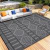Garvee Outdoor Rug, Outdoor Plastic Straw Rug, Outdoor Rugs 9×12 for Patios Clearance Waterproof Patio Rug, Camping Rugs for Outside Rv, Grey Recyclable Woven Rugs for Yard, Deck,Orange/Pink/Green(Black Grey)