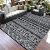 Garvee Outdoor Rug Waterproof 6×9 ft Outdoor Carpet Patio Rug Mat Reversible RV Camping Rug Plastic Straw Rug Outside Outdoor Area Rug for Patio Deck Balcony Backyard Picnic Beach, Black & White