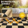 Garvee Outdoor Rug Waterproof 9×12 Reversible Mat Outside Plastic Straw Rug for Patio Modern Checkered Indoor Outdoor Carpet RV Mat for Deck Backyard Porch RV Camping Beach, Black/Grey(Black/Brown)