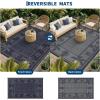 Garvee Outdoor Rugs 8’x10’ Waterproof Reversible Mats, Large Area Plastic Straw Rug, Outside Carpet, Geometric Rv Mat for Patio Camping Picnic Backyard Deck Balcony Porch Beach Trailer(Navy & Grey)