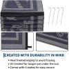 Garvee Outdoor Rugs 8’x10’ Waterproof Reversible Mats, Large Area Plastic Straw Rug, Outside Carpet, Geometric Rv Mat for Patio Camping Picnic Backyard Deck Balcony Porch Beach Trailer(Navy & Grey)