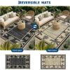 Garvee Outdoor Rugs 8’x10’ Waterproof Reversible Mats, Large Area Plastic Straw Rug, Outside Carpet, Geometric Rv Mat for Patio Camping Picnic Backyard Deck Balcony Porch Beach Trailer(Black & Brown)